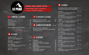 carte 2022 du restaurant